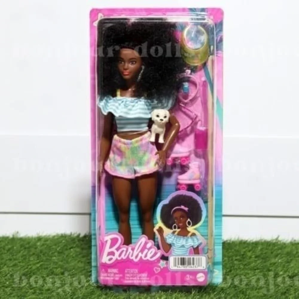 Barbie Fashion Pack Poseable Dolls w/ Roller Skates Plastic Afro Hairstyle HPL77